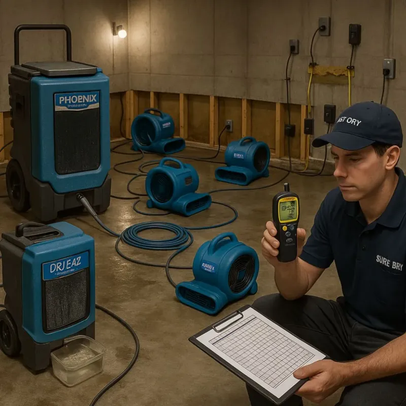 Structural Drying and Dehumidification process in New Hope, PA